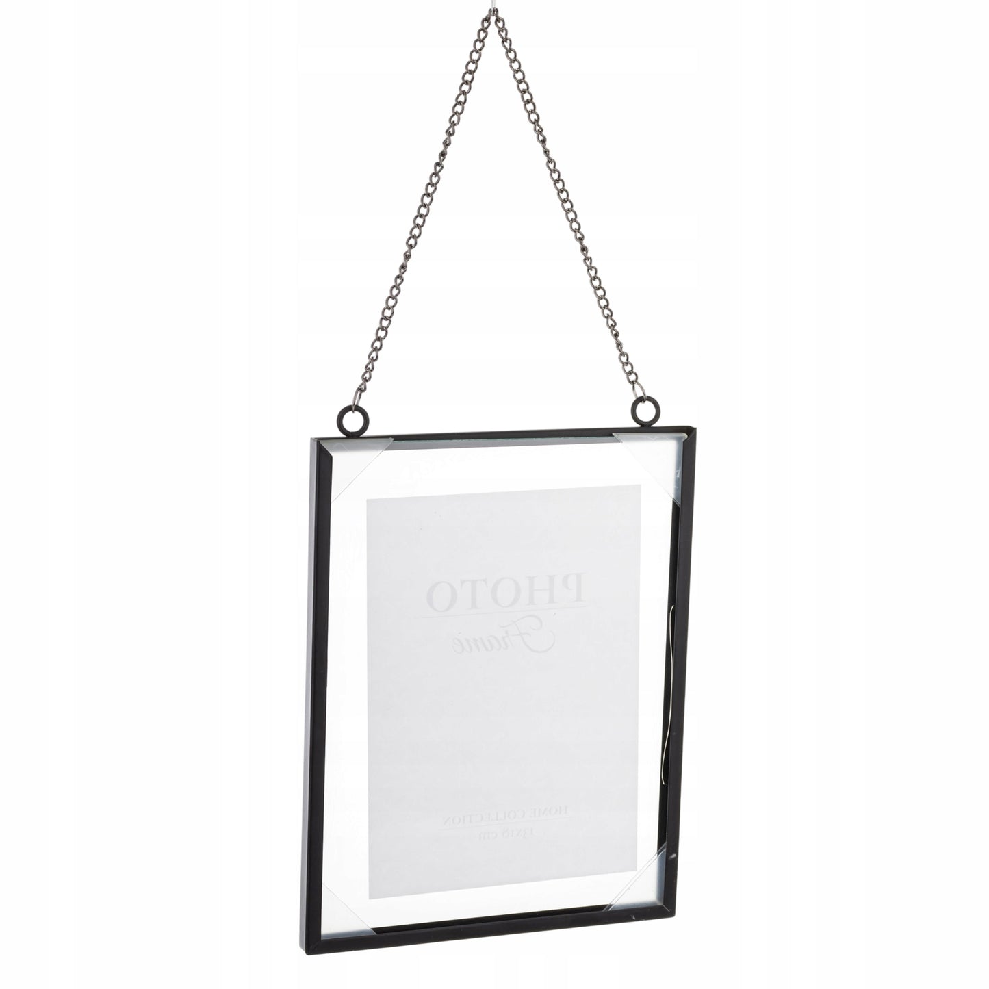 Ramka metalowa czarna zawieszana typu FLOAT na łańcuszku na zdjęcie 13x18