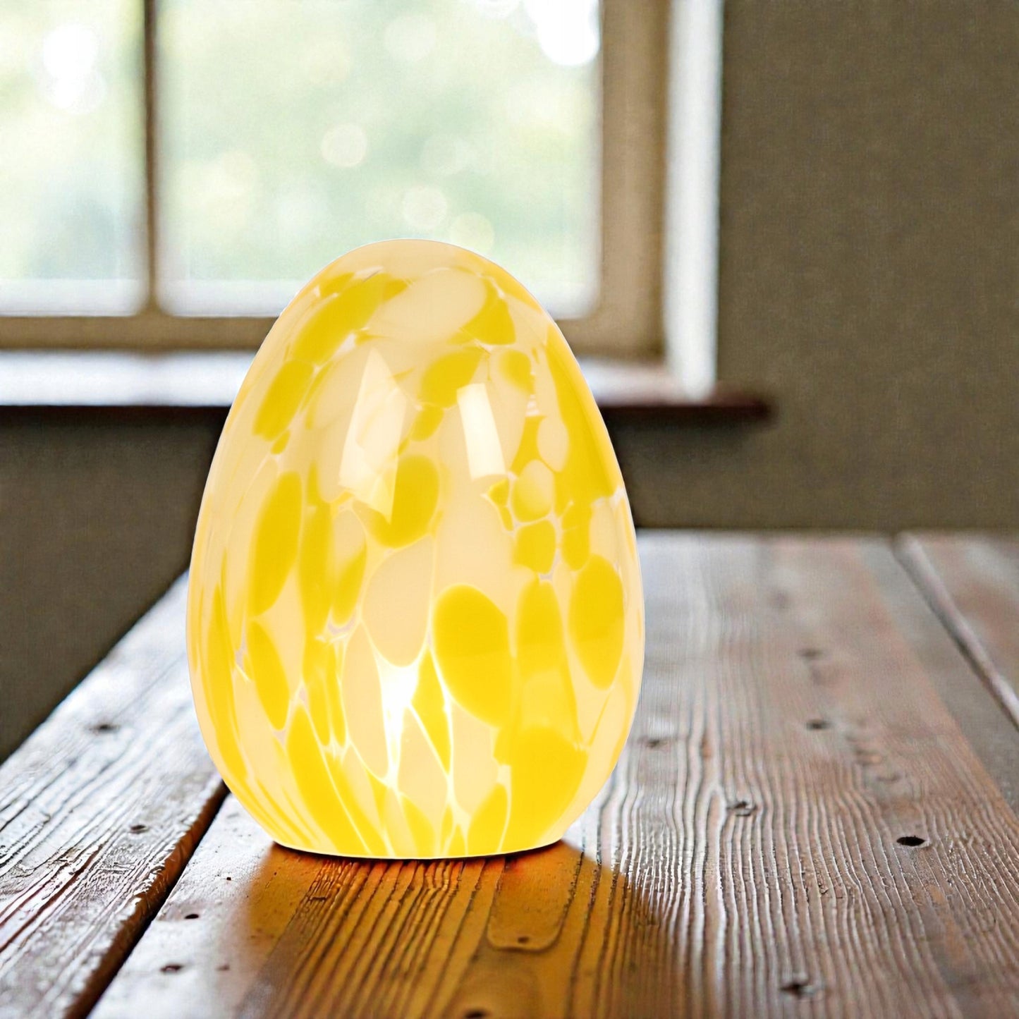 Szklane jajo lampion pisanka LED XXL żółte białe wielkanocna figurka