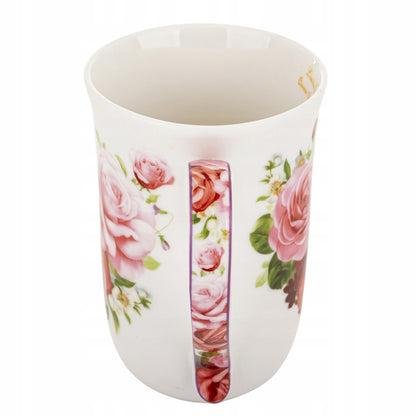 Kubek porcelanowy 400 ml w róże elegancki kubek kwiatowy prezent w pudełku