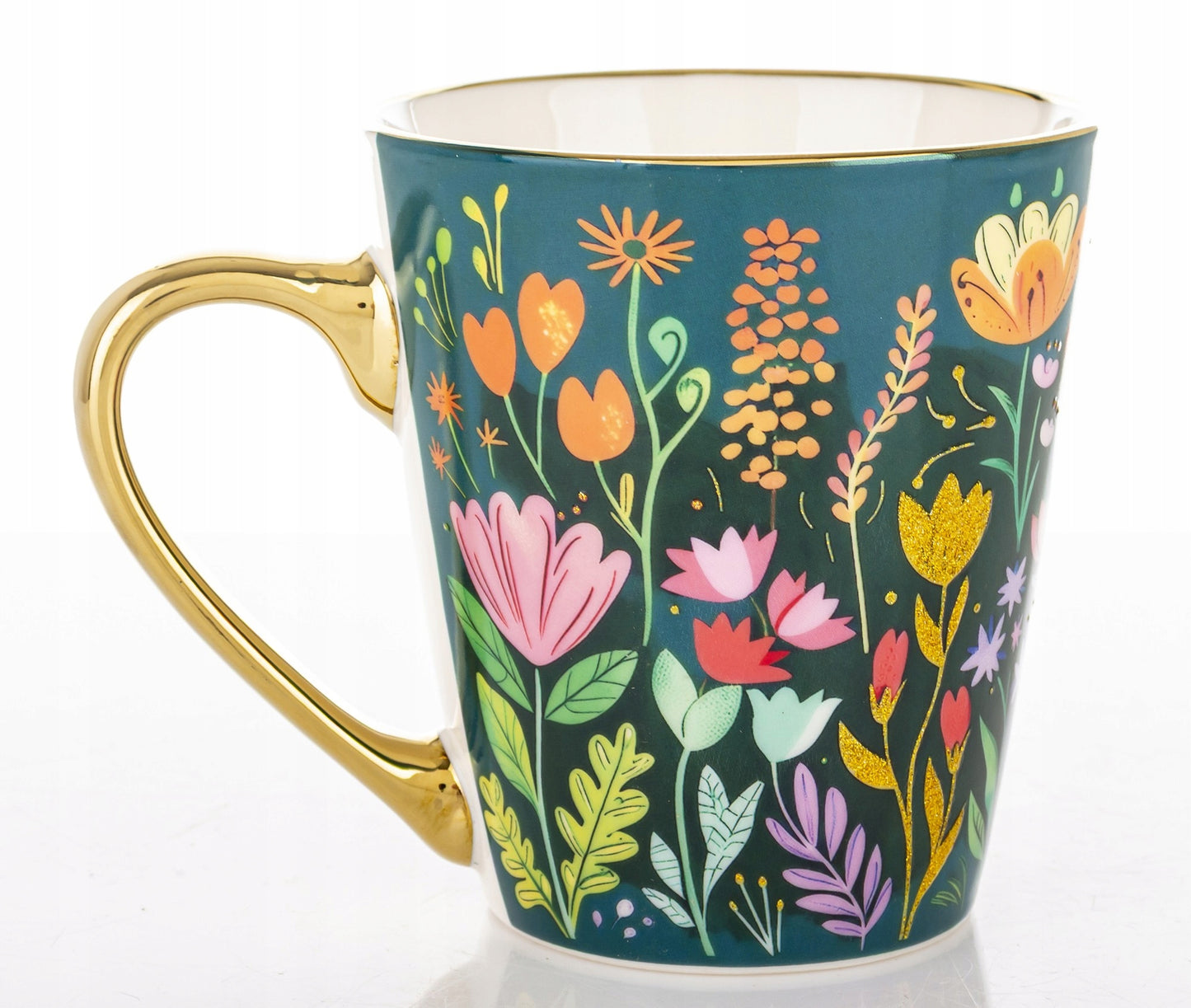 Kubek porcelanowy 300 ml kolorowy w kwiaty wiosenny na kawe herbatę prezent
