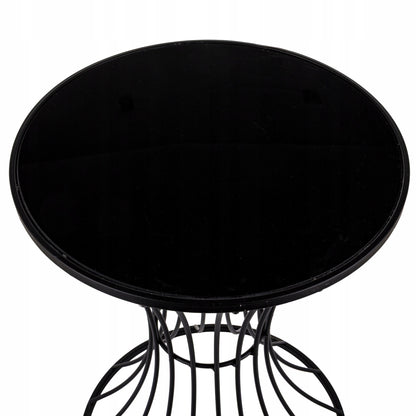Stojak metalowy 55cm stolik kawowy czarny w stylu loft pomocniczy kwietnik