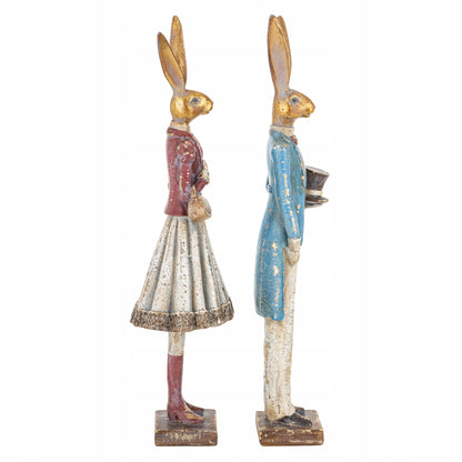 Figurka Królik Dekoracyjny Para Styl Vintage Wielkanoc ozdoba wiosenna 31cm