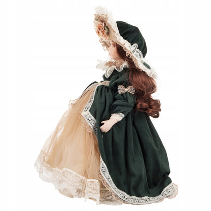 Porcelanowa lalka kolekcjonerska z parasolem 44cm wysoka dekoracyjna