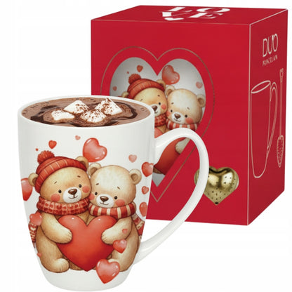 Kubek z zaparzaczem Serce 360 ml Misie z Sercami Porcelana Prezent