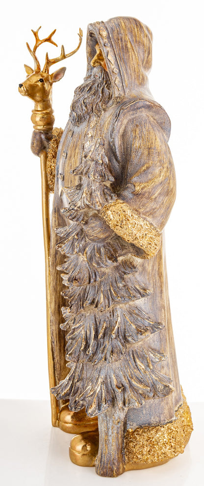 Figurka świąteczna Mikołaj złoty tworzywo sztuczne 50x25x21 cm Casa Roma