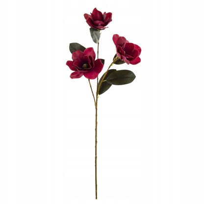 Kwiat Sztuczny 80cm magnolia gałązka dekoracyjna burgundowa