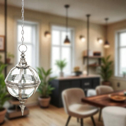 Lampion wiszący India House kula metalowo-szklany 119 cm dekoracja vintage