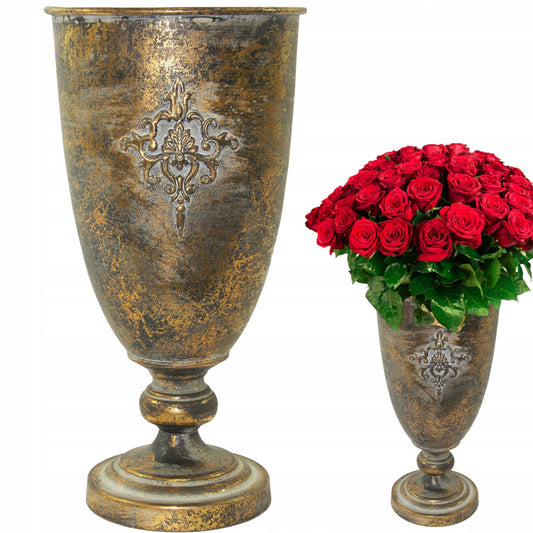 Wazon postarzany metal retro stylizowany duży17 x 33cm