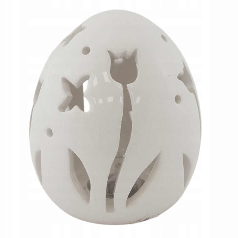 Jajko LED ceramiczne białe lampion wielkanocny dekoracja ozdoba na baterie