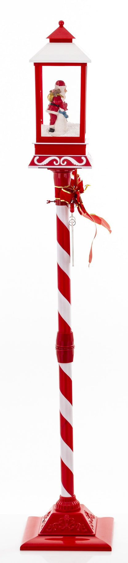 Dekoracja latarnia z pozytywką LED z tworzywa czerwono-biała 150x37x27 cm