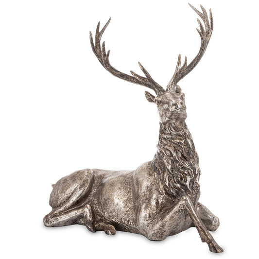Figurka świąteczna renifer srebrny tworzywo sztuczne 51x51x27 cm Antique