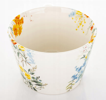Duży kubek porcelanowy 450 ml do kawy herbaty kwiaty boho prezent zmywarka