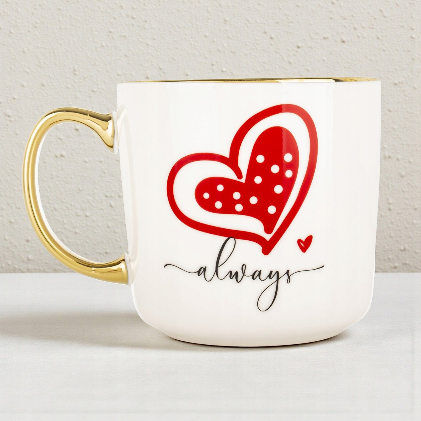 Duży porcelanowy kubek w pudełku na walentynki prezent 385 ml