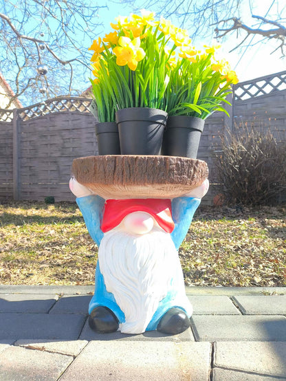 Skrzat krasnal figurka ogrodowa kwietnik stojak na kwiaty 31 cm