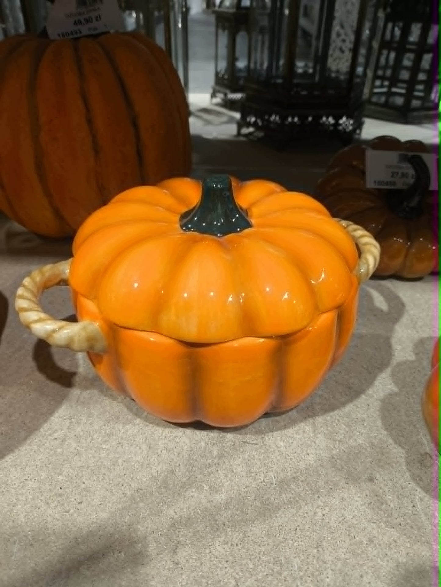 Pojemnik Dekoracyjny Dynia z pokrywką ozdoba Figurka jesienna halloween
