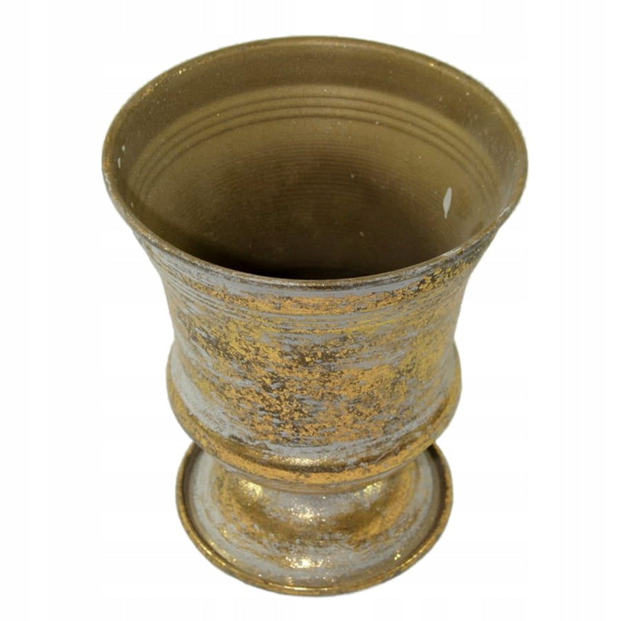 Osłonka na nóżce metalowa 16x13,5 cm złota doniczka wazon