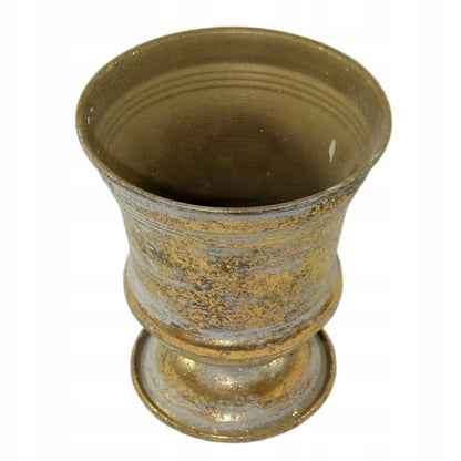 Osłonka na nóżce metalowa 16x13,5 cm złota doniczka wazon