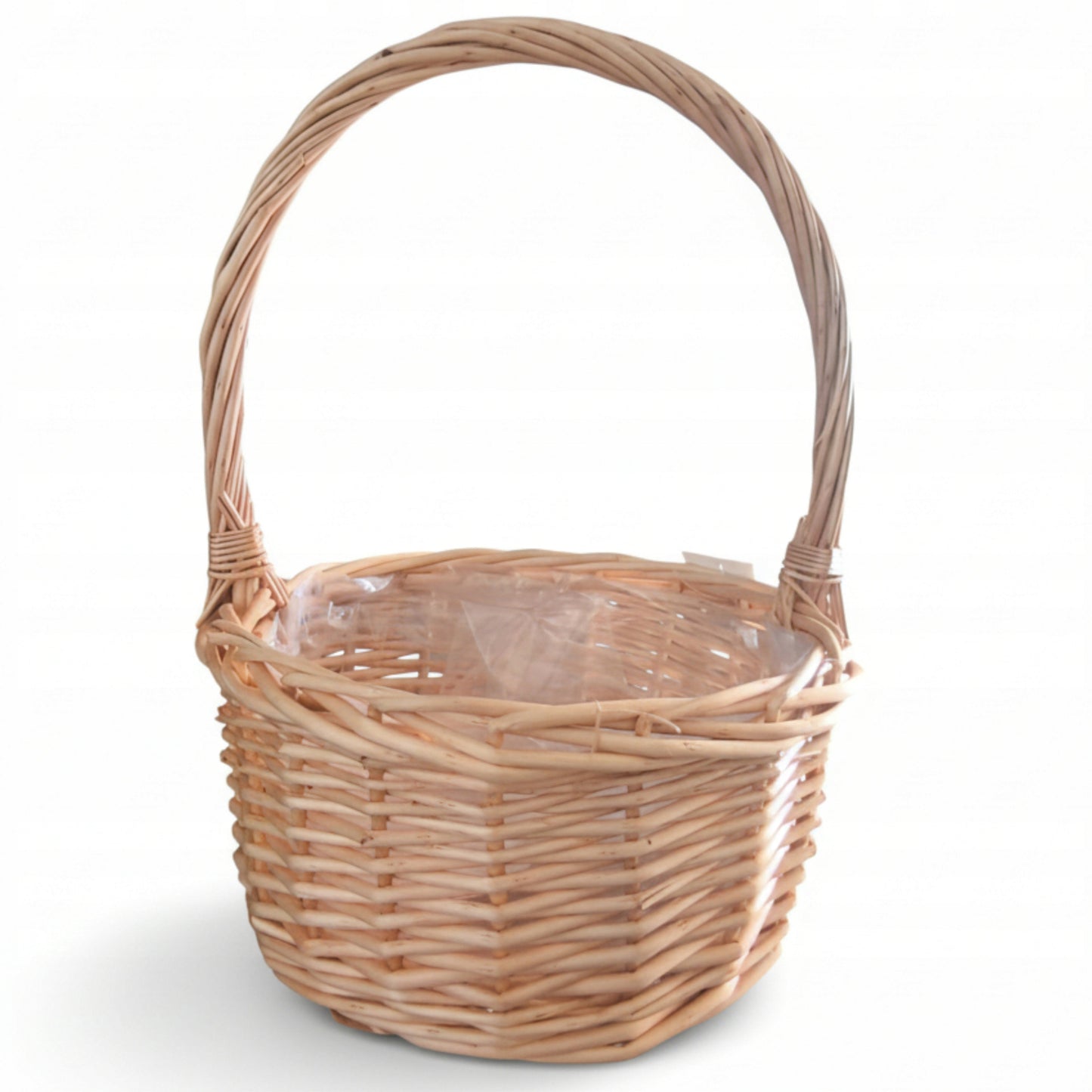 koszyk wiklinowy 26cm wielkanocny okrągły beżowy jasny na święconkę