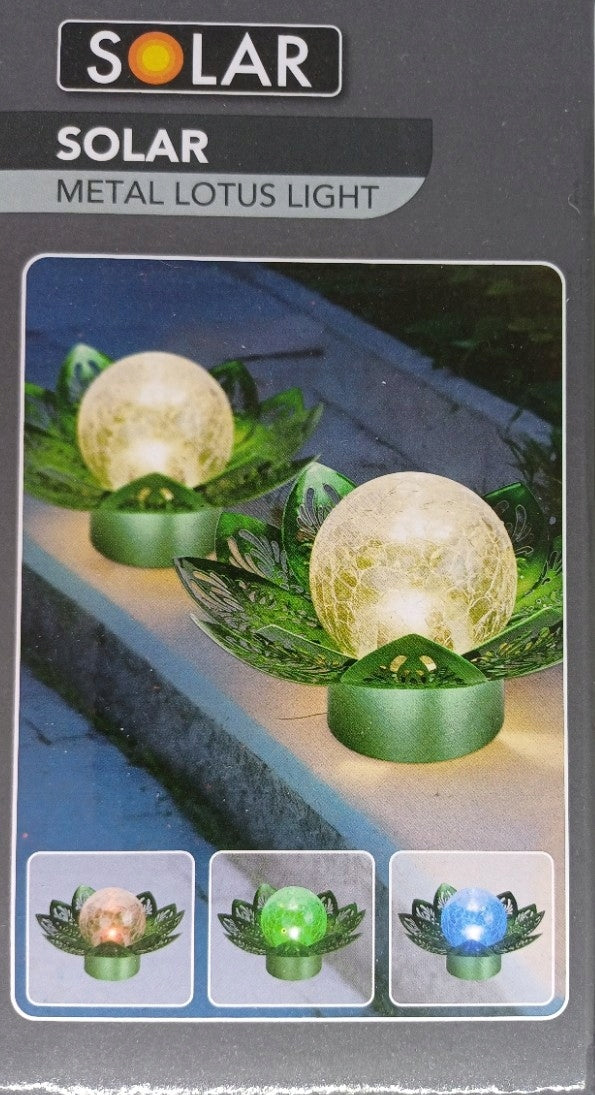 Lampa SOLARNA -kwiat LOTOSU, kolor zielony Lampion latarenka