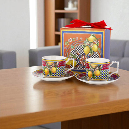 2 szt Filiżanka porcelanowa zestaw filiżanek w pudełku prezentowym 220 ml