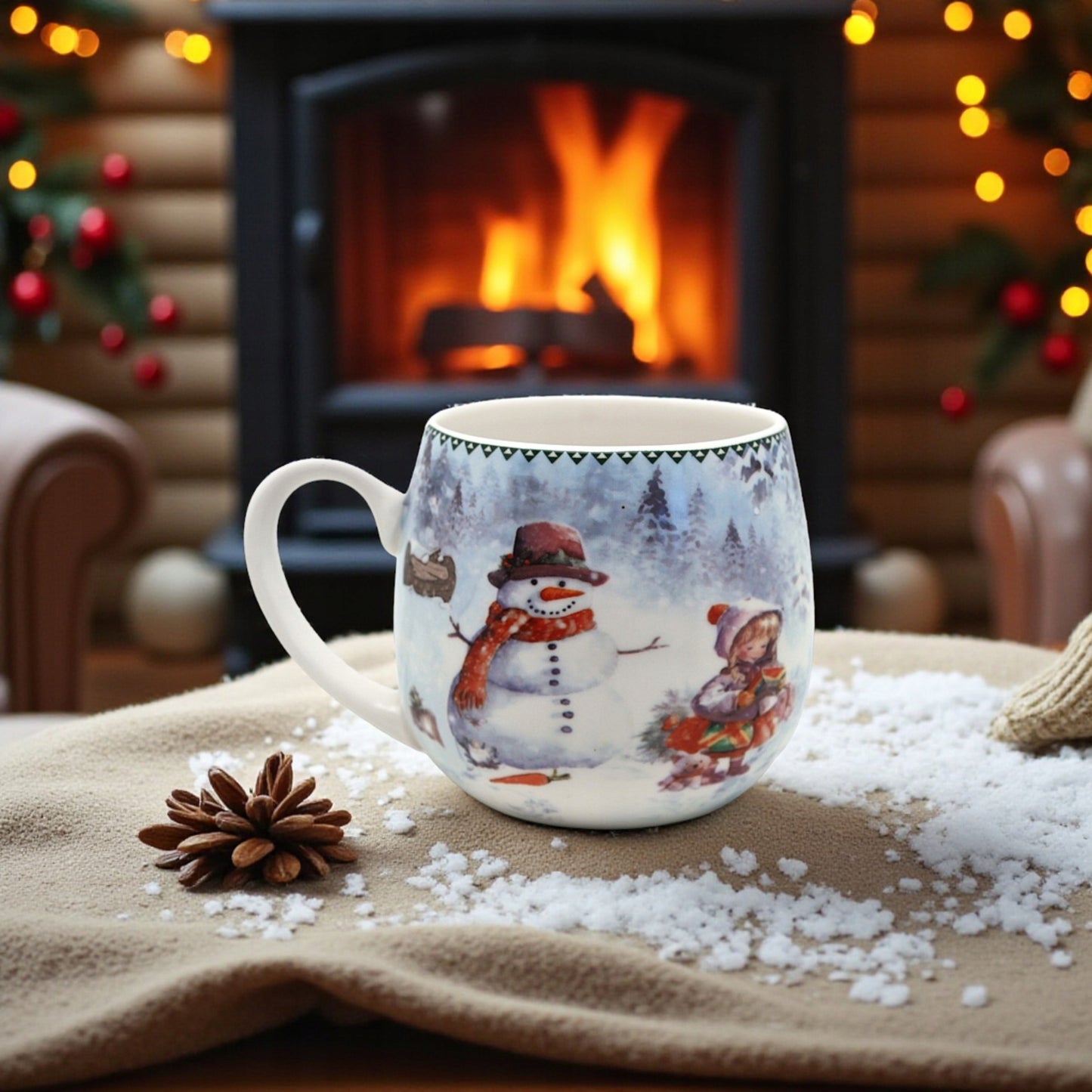 Kubek filiżanka świąteczna w pudełku porcelana duży na prezent 450ml