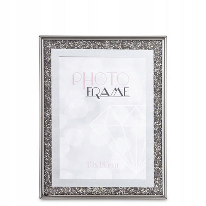 Ramka na zdjęcie zdjęcia srebrno-czarna glamour 23,5x18,5x2-12 srebrna