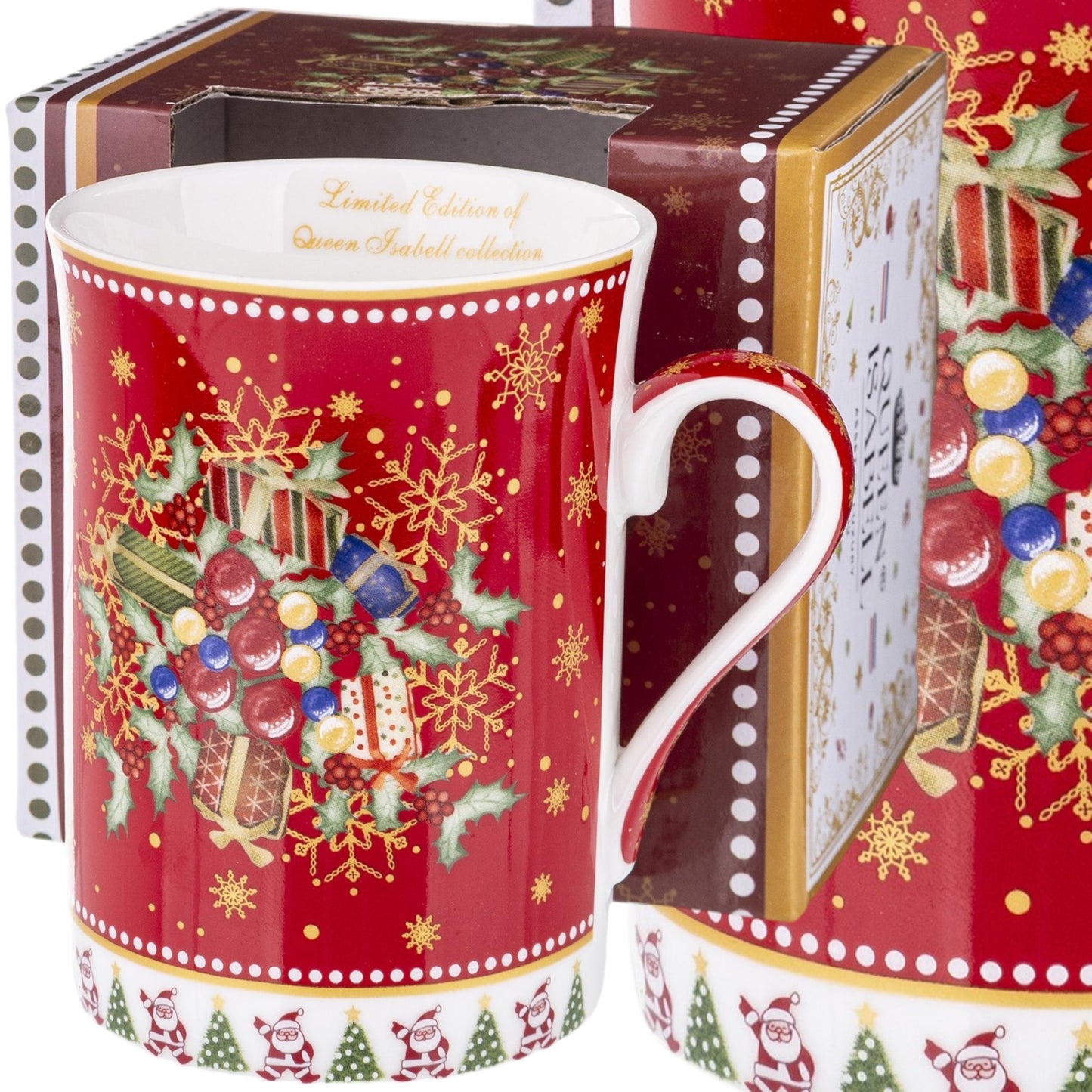Porcelanowy Kubek świąteczny w pudełku ozdobnym prezent mikołajki