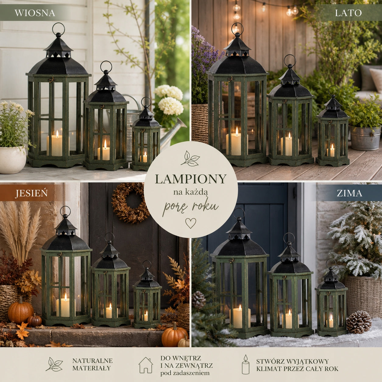 Lampion zestaw XXL 3szt duży komplet lampionów latarenka 88cm świecznik
