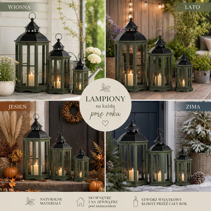 Lampion zestaw XXL 3szt duży komplet lampionów latarenka 88cm świecznik