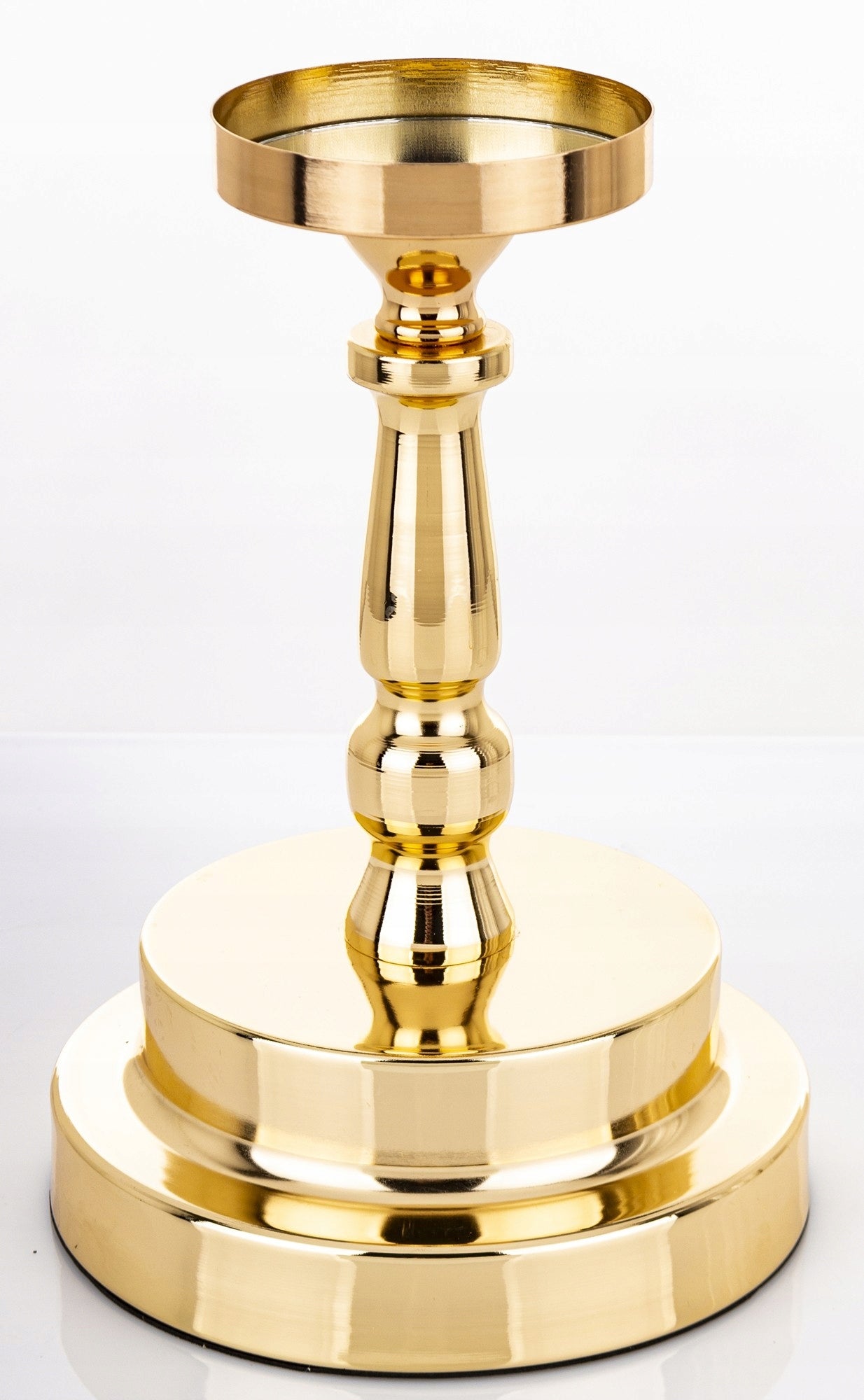 Świecznik metalowy złoty wysoki szkło glamour szklany 41cm