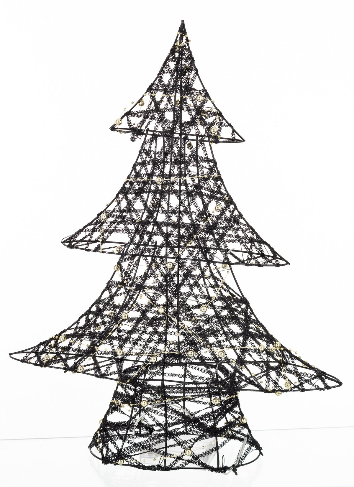 Ozdoba choinka LED z tworzywa czarno-złota 49x38x10 cm