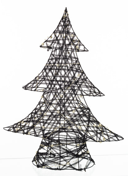 Ozdoba choinka LED z tworzywa czarno-złota 49x38x10 cm