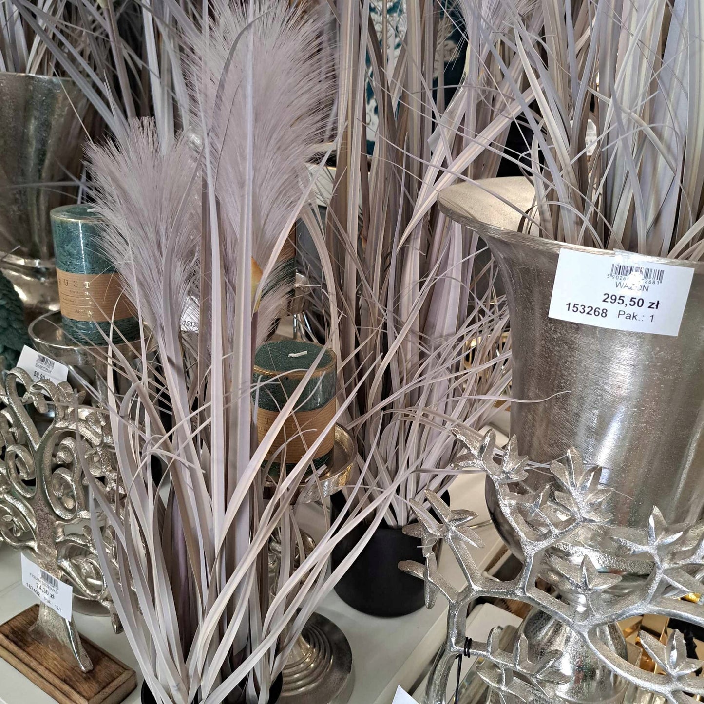 Trawa sztuczna ozdobna pampas donica beżowa 121cm