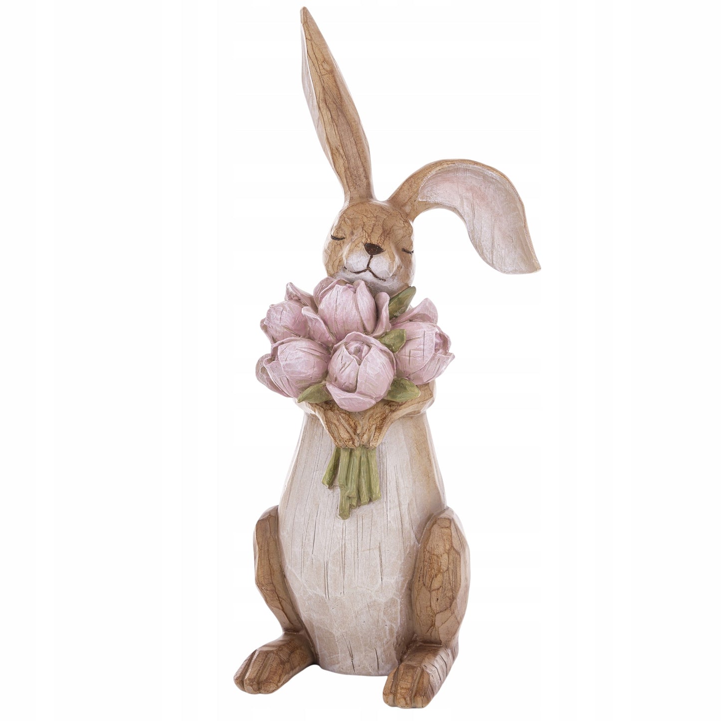 Figurka Królik Wielkanocny 45 cm Elegancka Dekoracja z Kwiatami XL wiosenna