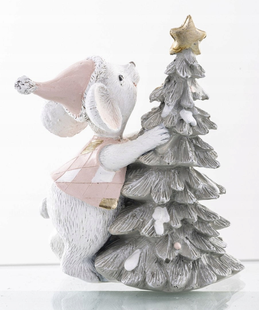Figurka świąteczna Myszka z choinką mysz 11 cm