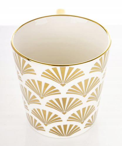 Porcelanowy Kubek elegancki złote ucho 310ml gustowny na prezent