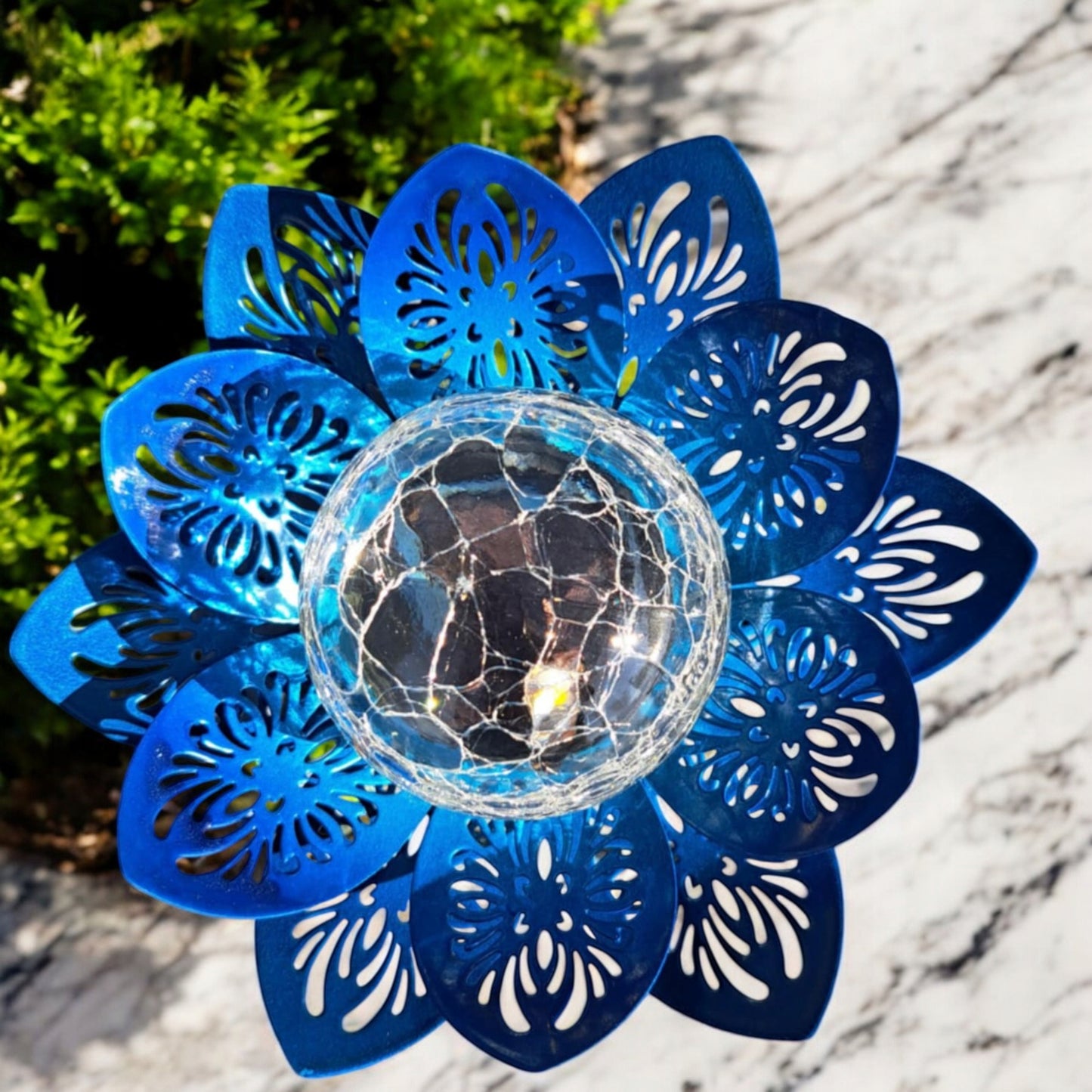 Lampa SOLARNA -kwiat LOTOSU, kolor niebieski Lampion latarenka