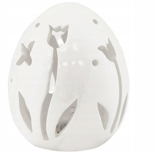 Jajko LED ceramiczne białe lampion wielkanocny dekoracja ozdoba na baterie