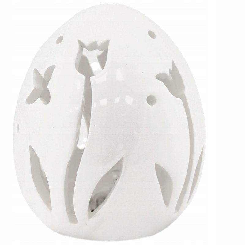 Jajko LED ceramiczne białe lampion wielkanocny dekoracja ozdoba na baterie
