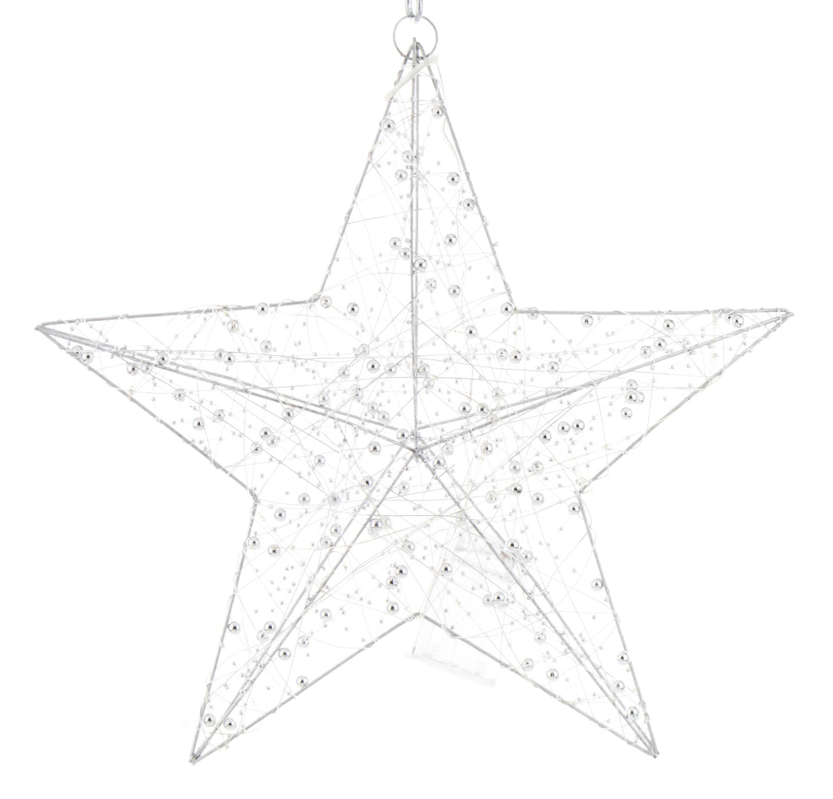 Ozdoba gwiazda LED metalowa srebrna 40x40x9 cm