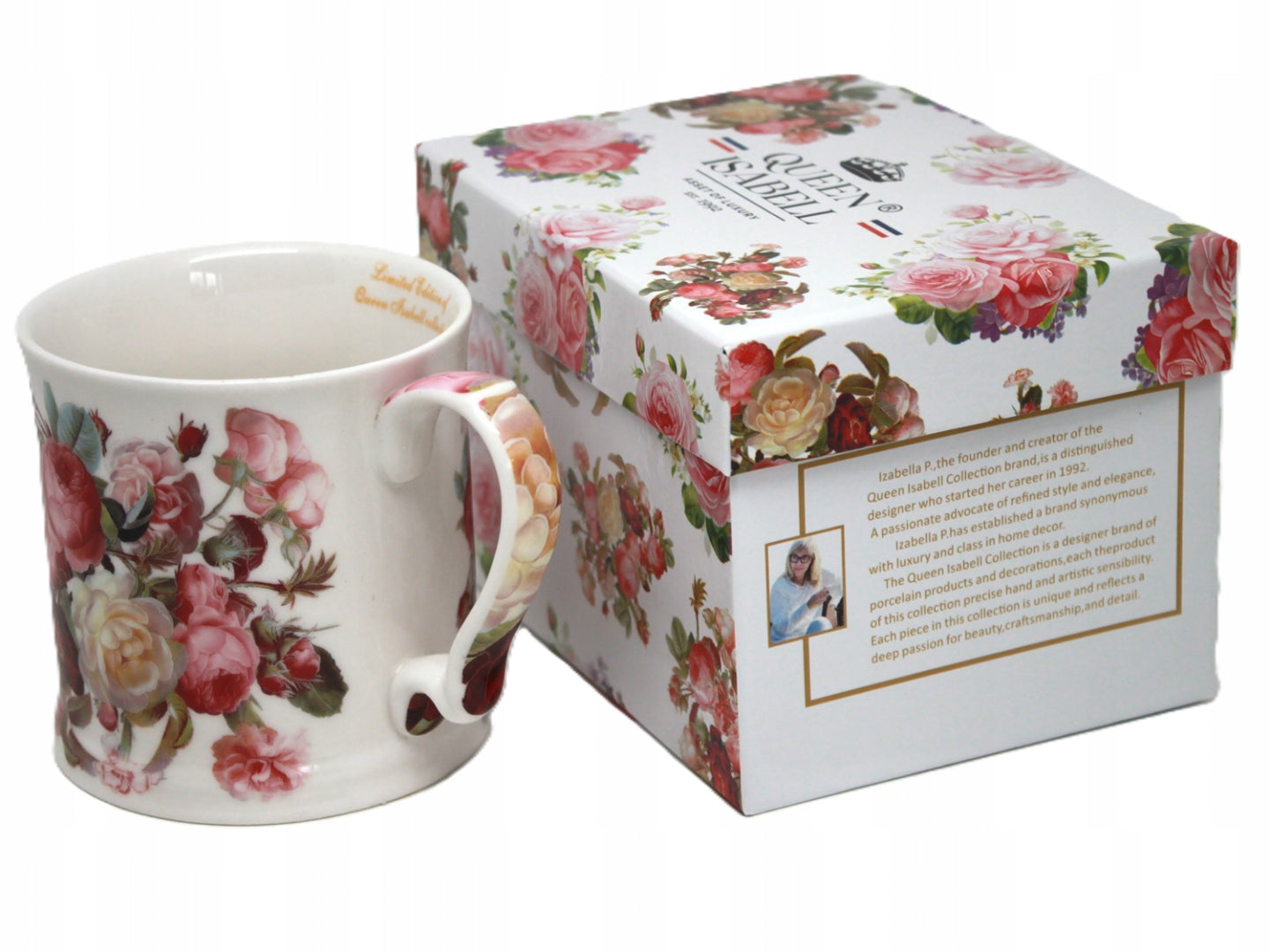 Kubek porcelanowy w kwiaty Queen Isabell porcelana w pudełku 360 ml