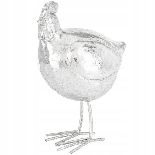 figurka wielkanocna kura srebrna kurka 16 cm