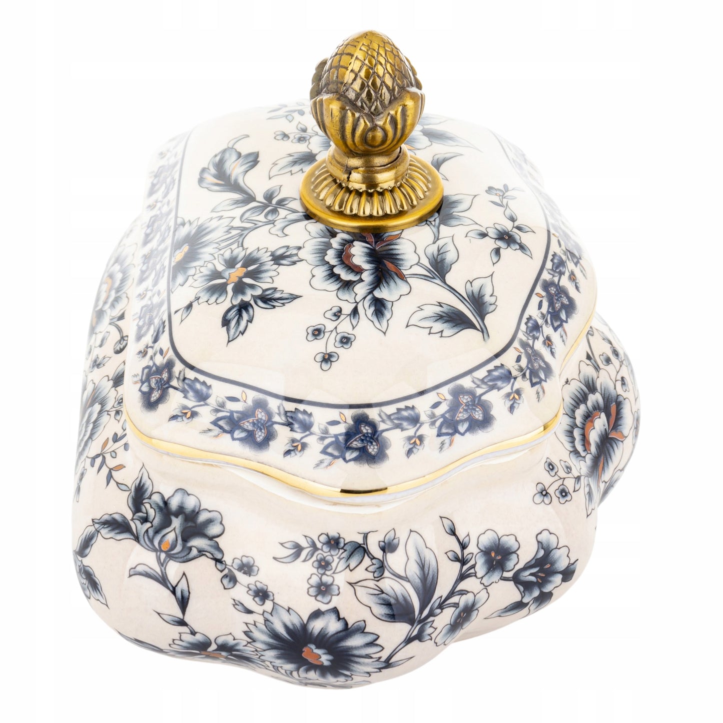Pojemnik ceramiczny Szkatułka na biżuterię postarzany puzderko retro złoty