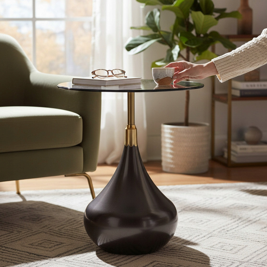 Stolik kawowy okrągły 54cm szklany loft design