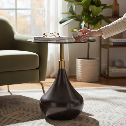 Stolik kawowy okrągły 54cm szklany loft design