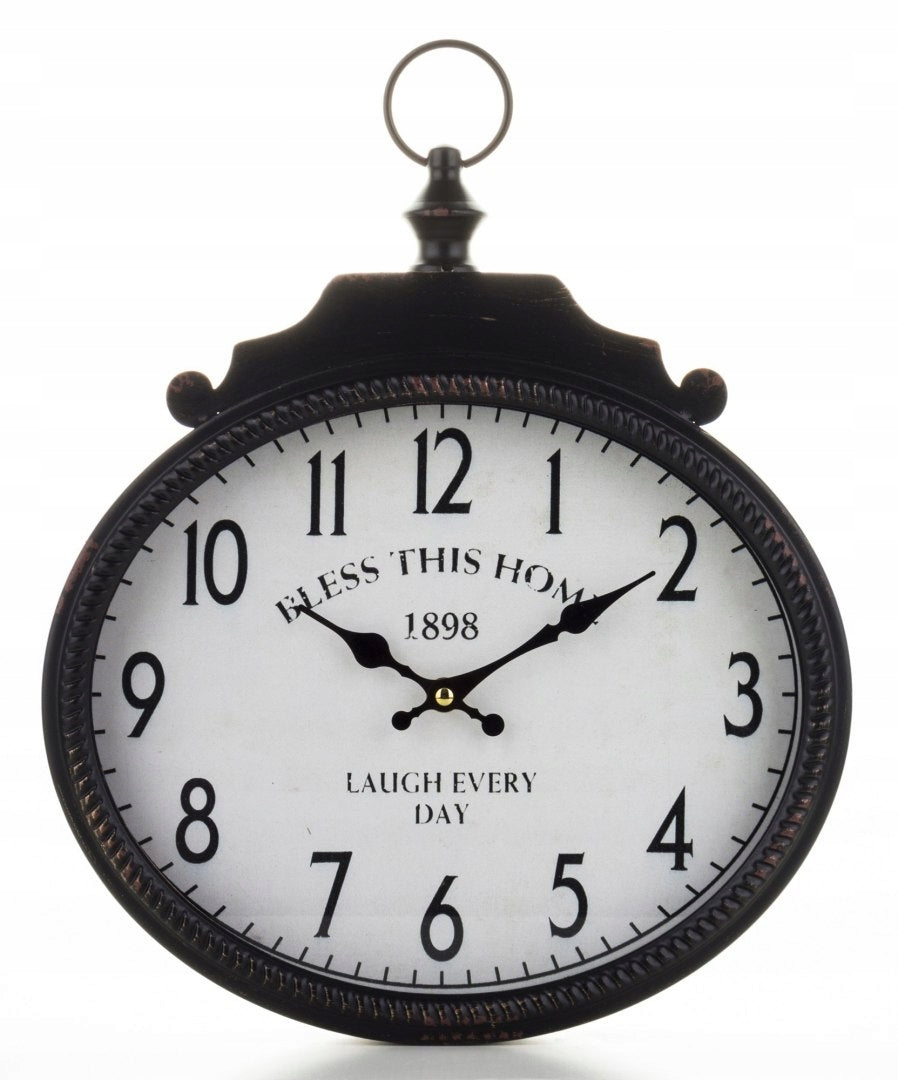 Zegar ścienny czarny 31 cm loft metalowy