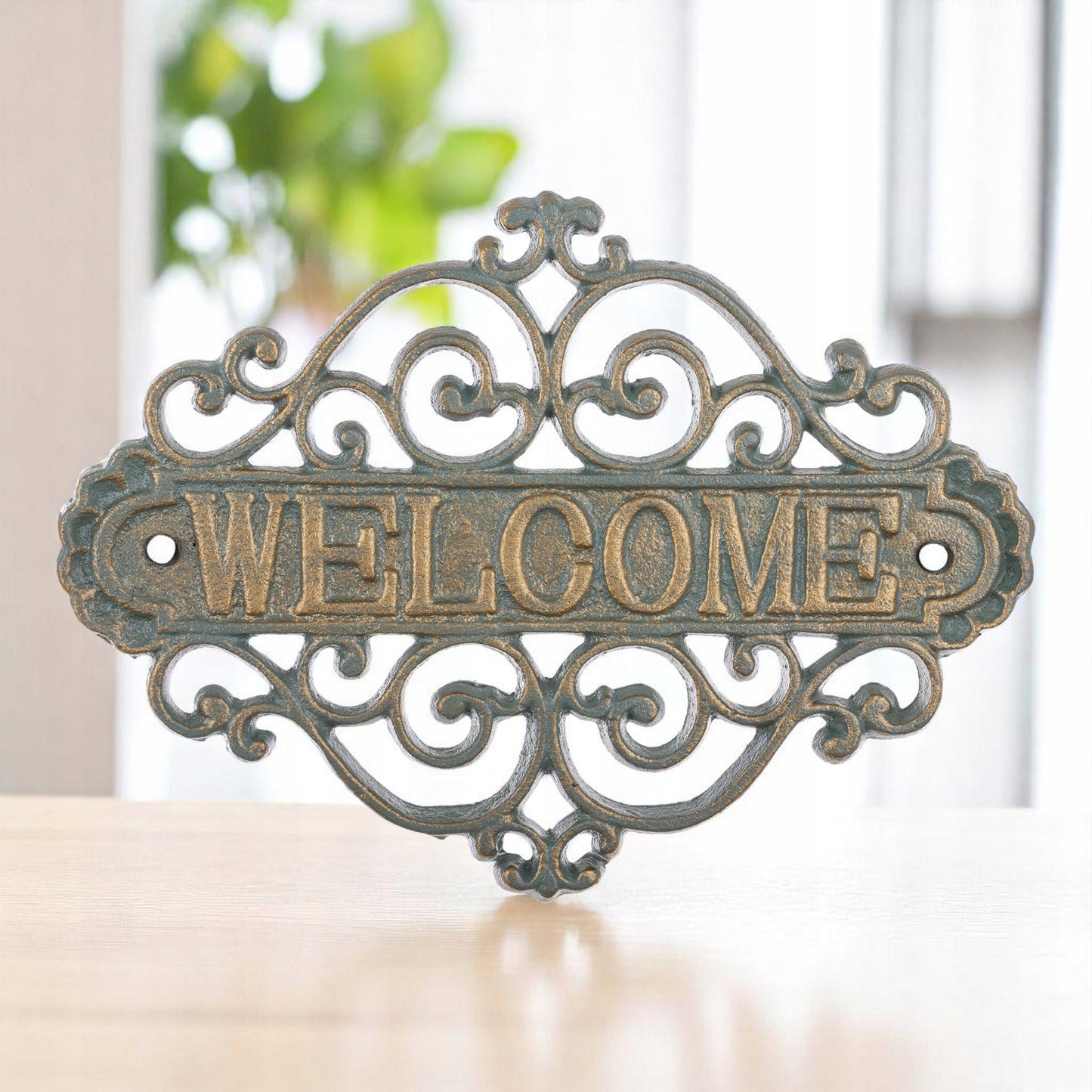 Dekoracja Żeliwna Ścienna tabliczka welcome powitalna ogrodowa metalowa