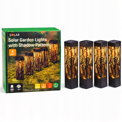 komplet 4 szt LAMPY LAMPA SOLARNE LED CZARNA DO OGRODU Ażurowy wzór