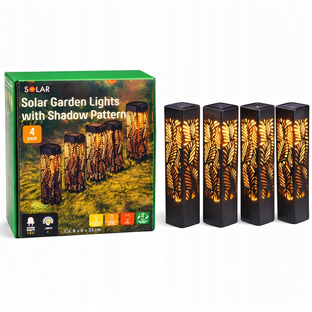 komplet 4 szt LAMPY LAMPA SOLARNE LED CZARNA DO OGRODU Ażurowy wzór