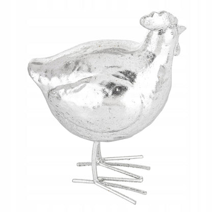 figurka wielkanocna kura srebrna kurka 16 cm